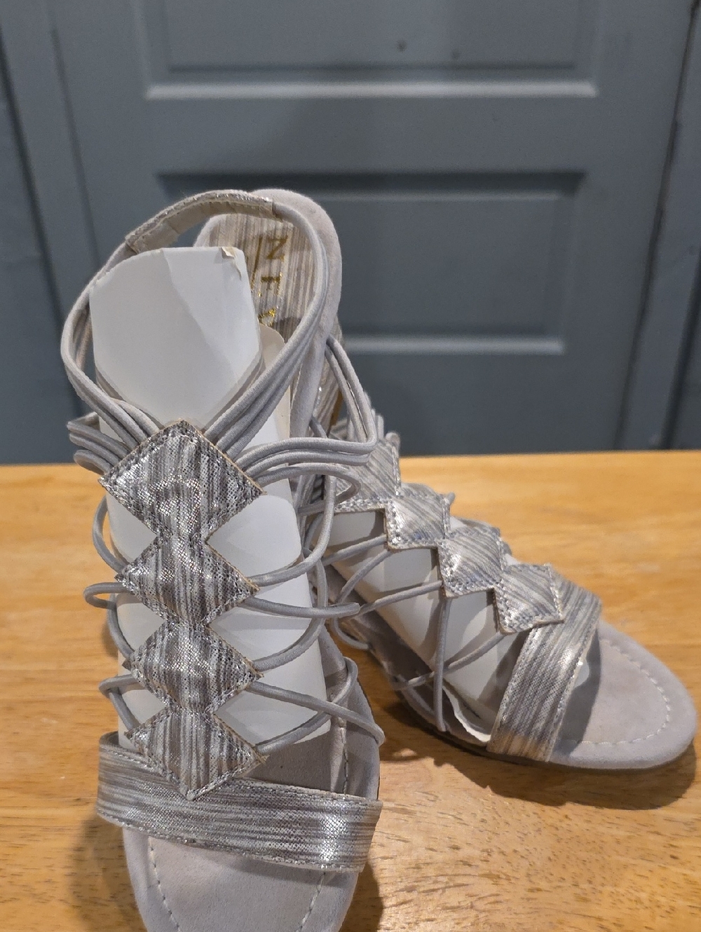 New York Transit Silver Strappy Gladiator Heels